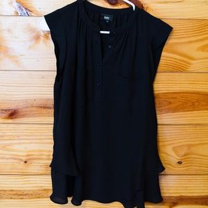 Black Double Ruffle Blouse